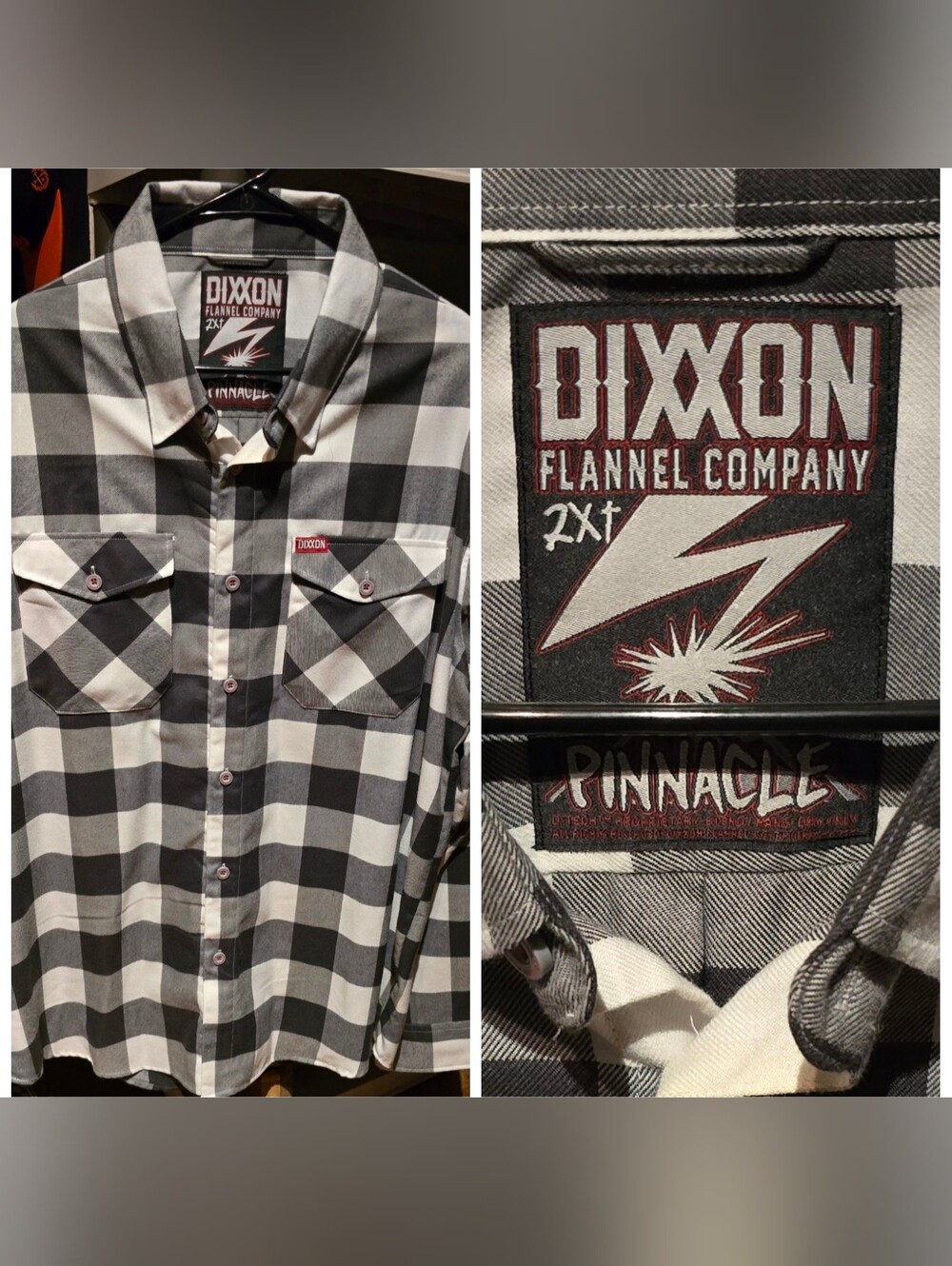DIXXON 2XT Pinnacle Gray & White Flannel Shirt